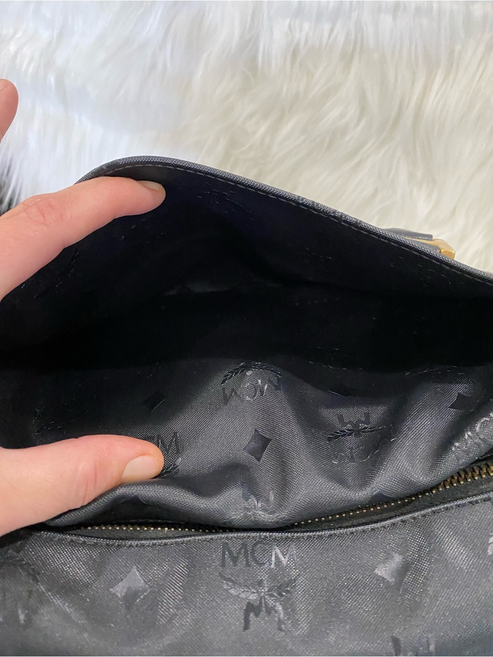MCM Black Visetos Boston with Gold Hardware - Picture 8 of 12